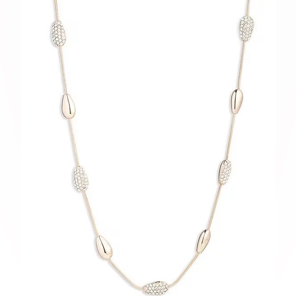 NWT Lauren Ralph Lauren Gold Tone Crystal Pave Pear Collar Necklace - Picture 3 of 7
